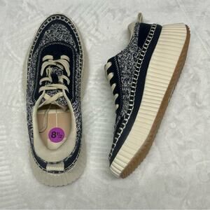 DV Dolce Vita Sneaker Lace Up Shoes White Blue Woven Elevated On the Go NEW 8.5